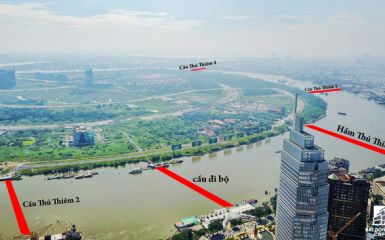 Toàn cảnh bán đảo Thủ Thiêm nối với trung tâm Sài Gòn qua 4 cây cầu nghìn tỷ sắp xây dựng
